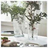 IKEA SMÄLLSPIREA (ИКЕА СМЭЛЛСПИРЕА) — Ваза, прозрачное стекло с узором, 22 см — фото 2