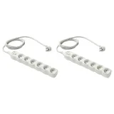 IKEA KOPPLA (ИКЕА КОППЛА) — Удлинительный кабель 6 розеток, выключатель, белый, 1,5 м — фото 1