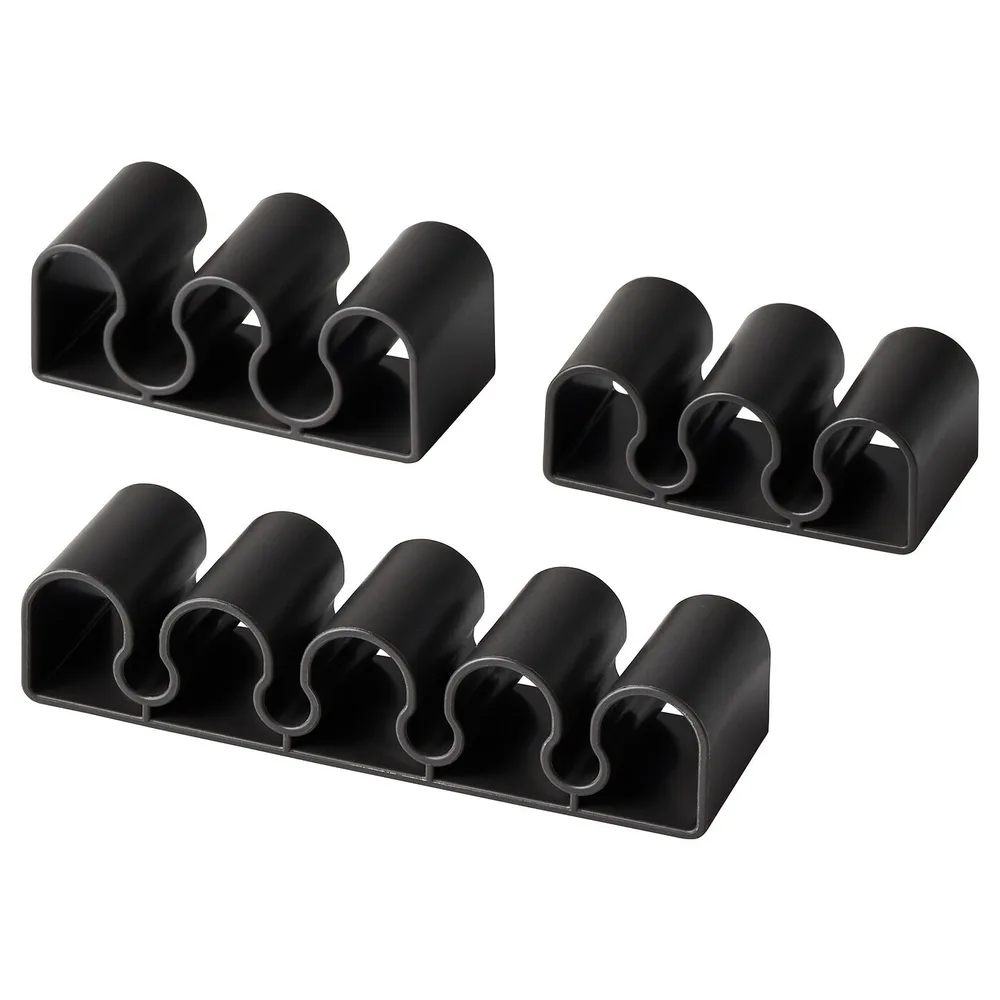 IKEA KALKSTUFF (ИКЕА КАЛКСТУФФ) — Держатель кабеля, 3 шт, темно-серый