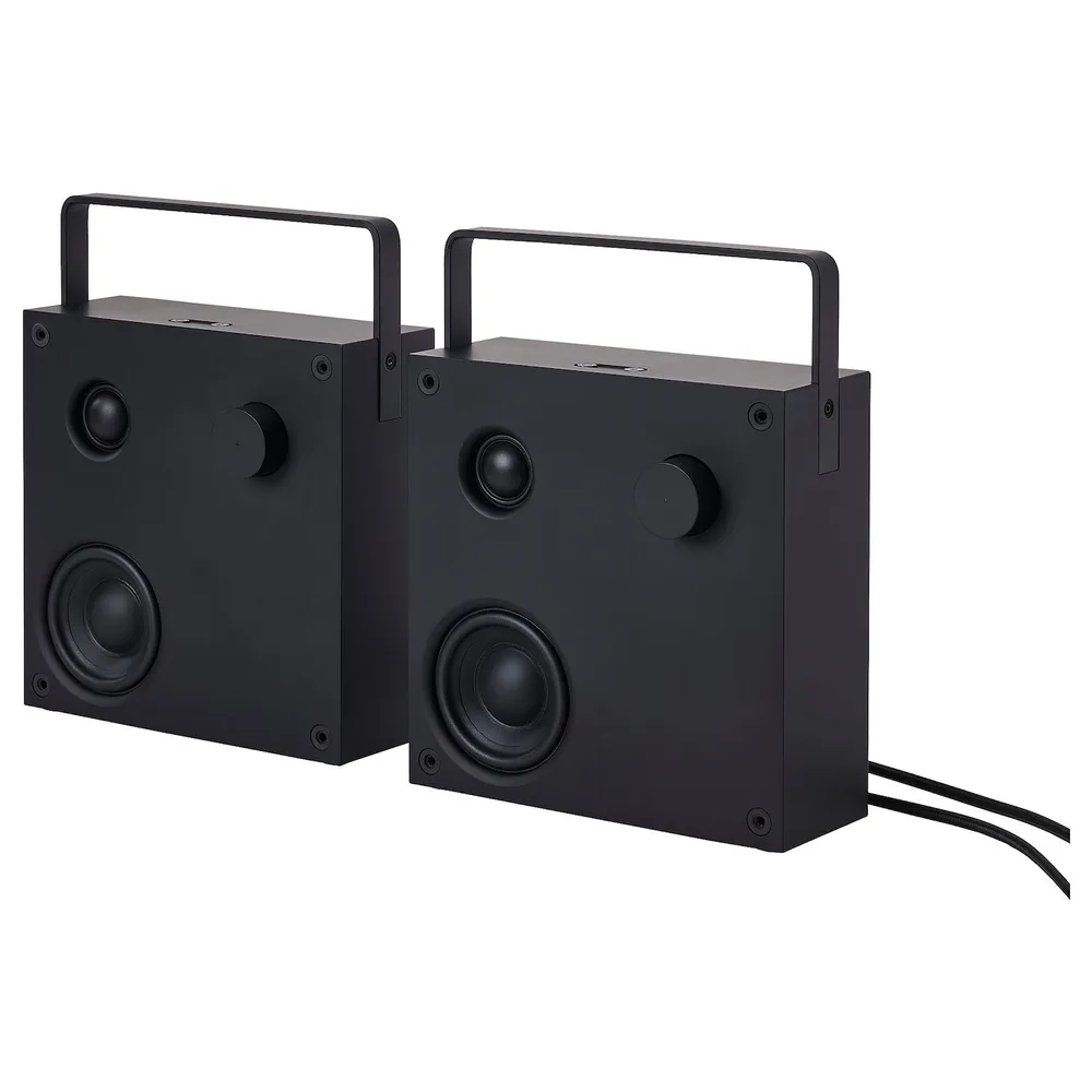 IKEA VAPPEBY (ИКЕА ВАППЕБЙ) — Колонки Bluetooth, черные/2 шт gen 3, 20x20 см