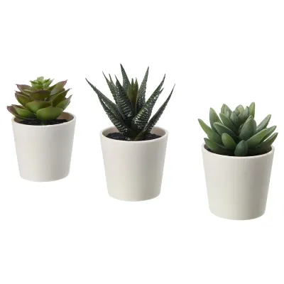 IKEA FEJKA (ИКЕА ФЕЙКА) — Искусственное растение в горшке, комнатное/открытое Суккулент, 6 см 3 шт.