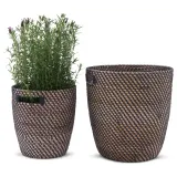 IKEA RÅGKORN (ИКЕА РОГКОРН) — Крышка для цветочного горшка, крытый/открытый, темно-серый/бежевый, 24 см — фото 4