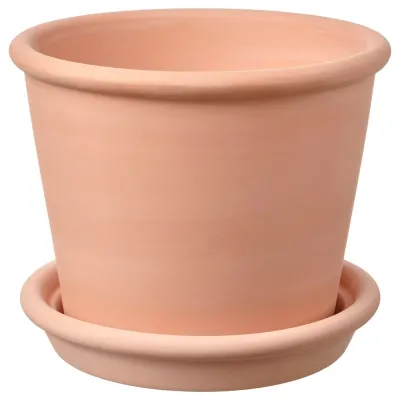 IKEA MUSKOTBLOMMA (ИКЕА МУСКОТБЛОММА) — Цветочный горшок с блюдцем, терракота для помещений/открытого грунта, 15 см