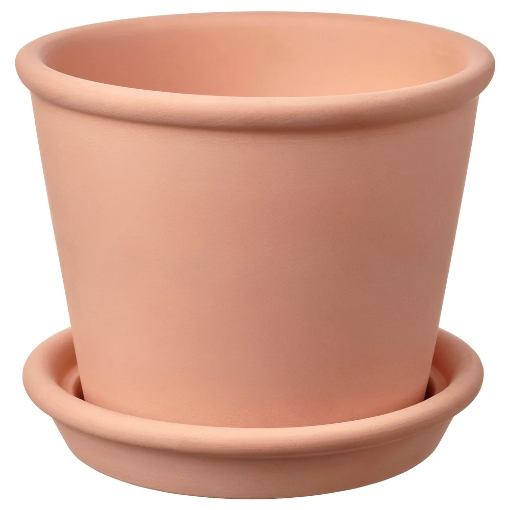 IKEA MUSKOTBLOMMA (ИКЕА МУСКОТБЛОММА) — Цветочный горшок с блюдцем, терракота для помещений/открытого грунта, 12 см