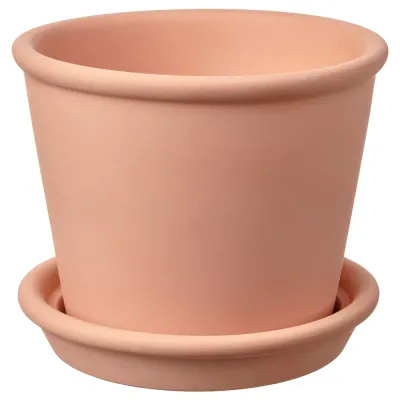 IKEA MUSKOTBLOMMA (ИКЕА МУСКОТБЛОММА) — Цветочный горшок с блюдцем, терракота для помещений/открытого грунта, 12 см