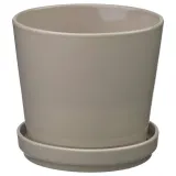 IKEA KLOTLÖNN (ИКЕА КЛОТЛОНН) — Цветочный горшок с основанием, закрытый/открытый/серо-бежевый, 15 см — фото 1