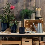 IKEA KLOTLÖNN (ИКЕА КЛОТЛОНН) — Цветочный горшок с основанием, закрытый/открытый/серо-бежевый, 15 см — фото 3