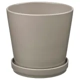 IKEA KLOTLÖNN (ИКЕА КЛОТЛОНН) — Цветочный горшок с блюдцем, закрытый/открытый/серо-бежевый, 19 см — фото 1