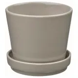 IKEA KLOTLÖNN (ИКЕА КЛОТЛОНН) — Цветочный горшок с блюдцем, закрытый/открытый/серо-бежевый, 9 см — фото 1