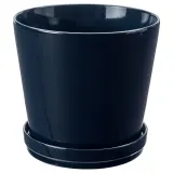 IKEA KLOTLÖNN (ИКЕА КЛОТЛОНН) — Цветочный горшок с блюдцем, закрытый/открытый/черный, 24 см — фото 1
