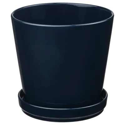 IKEA KLOTLÖNN (ИКЕА КЛОТЛОНН) — Цветочный горшок с блюдцем, закрытый/открытый/черный, 19 см