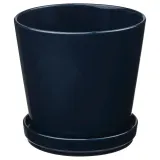 IKEA KLOTLÖNN (ИКЕА КЛОТЛОНН) — Цветочный горшок с блюдцем, закрытый/открытый/черный, 19 см — фото 1
