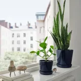 IKEA KLOTLÖNN (ИКЕА КЛОТЛОНН) — Цветочный горшок с блюдцем, закрытый/открытый/черный, 19 см — фото 2