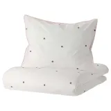 IKEA VÄNKRETS (ИКЕА ВЭНКРЕТС) — Пододеяльник и наволочка, точечный рисунок белый/розовый, 150x200/50x60 см — фото 1