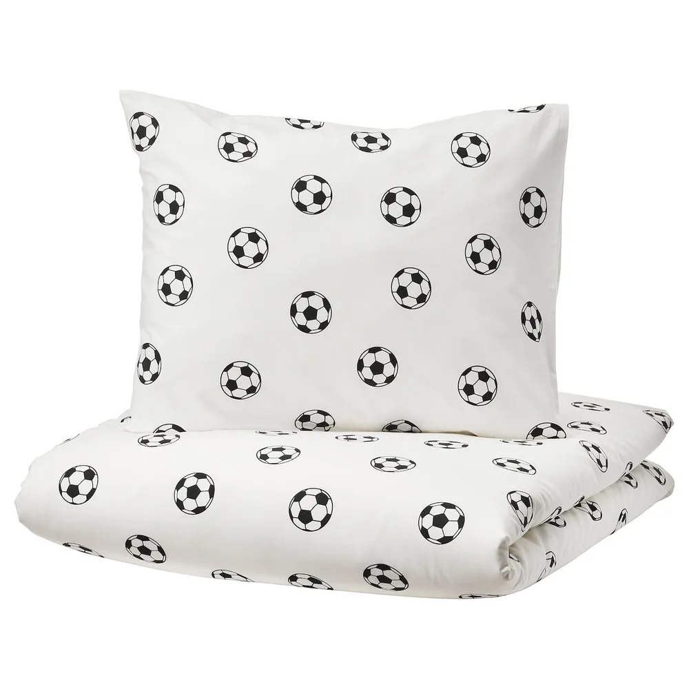 IKEA SPORTSLIG (ИКЕА СПОРТСЛИГ) — Пододеяльник и наволочка, рисунок в виде шара, 150x200/50x60 см