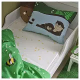 IKEA SKOGSDUVA (ИКЕА СКОГСДУВА) — Простыня на резинке, бело-желтый/цветочный рисунок, 90x200 см — фото 2