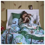 IKEA SKOGSDUVA (ИКЕА СКОГСДУВА) — Пододеяльник и наволочка, сине-зеленый/лесной узор, 150x200/50x60 см — фото 5