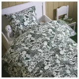 IKEA SKOGSDUVA (ИКЕА СКОГСДУВА) — Пододеяльник и наволочка, бело-зеленый/лесной рисунок, 150x200/50x60 см — фото 3