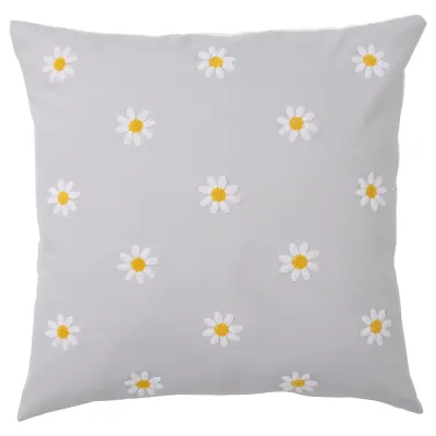 IKEA NATTSLÄNDA (ИКЕА НАТТСЛЭНДА) — Наволочка, цветочный узор, серый/белый, 50x50 см