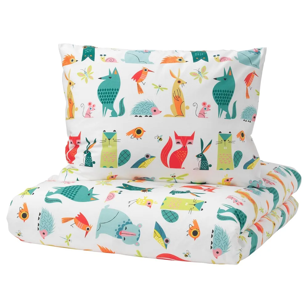IKEA LATTJO (ИКЕА ЛАТТЙО) — Пододеяльник и наволочка, животное/мультиколор, 150x200/50x60 см
