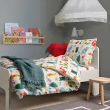 IKEA LATTJO (ИКЕА ЛАТТЙО) — Пододеяльник и наволочка, животное/мультиколор, 150x200/50x60 см — фото 2