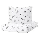 IKEA AFTONSPARV (ИКЕА АФТОНСПАРВ) — Пододеяльник и наволочка, белый/черный космос, 150x200/50x60 см — фото 1