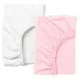 IKEA LEN (ИКЕА ЛЕН) — Детская простыня, белая/розовая, 60x120 см — фото 1
