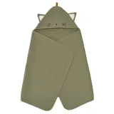 IKEA GULDVÄVARE (ИКЕА ГУЛДВЭВАРЕ) — Полотенце детское с капюшоном, зеленое, 60x125 см — фото 1