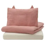 IKEA GULDVÄVARE (ИКЕА ГУЛДВЭВАРЕ) — Комплект постельного белья для детской кроватки, 3 элемента, бледно-розовый/бежевый, 60x120 см — фото 1