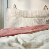 IKEA GULDVÄVARE (ИКЕА ГУЛДВЭВАРЕ) — Комплект постельного белья для детской кроватки, 3 элемента, бледно-розовый/бежевый, 60x120 см — фото 4