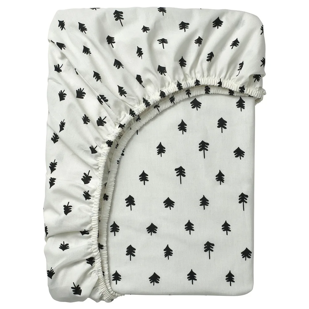 IKEA GRÖNFINK (ИКЕА ГРОНФИНК) — Детская простыня, белый/деревянный рисунок, 60x120 см