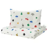 IKEA GRÖNFINK (ИКЕА ГРОНФИНК) — 1 наволочка для детской кроватки, разноцветная, 110x125/35x55 см — фото 1
