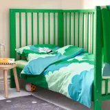 IKEA GRÖNFINK (ИКЕА ГРОНФИНК) — Комплект постельного белья, 3 элемента, зеленый/бирюзовый, 60x120 см — фото 6