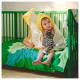 IKEA GRÖNFINK (ИКЕА ГРОНФИНК) — Комплект постельного белья, 3 элемента, зеленый/бирюзовый, 60x120 см — фото 7