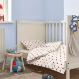 IKEA BARNDRÖM (ИКЕА БАРНДРОМ) — 1 наволочка для детской кроватки, рисунок сердца/бело-красный, 110x125/35x55 см — фото 3