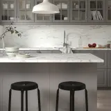 IKEA EKBACKEN (ИКЕА ЕКБАСКЕН) - Столешница изготовлена по индивидуальному заказу, белый интенсивный мраморный эффект/ламинат, 45,1-63,5x2,8 см — фото 4