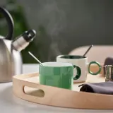 IKEA PIGGÅL (ИКЕА ПИГГОЛ) — Кружка, белая/зеленая, 30 мл — фото 3