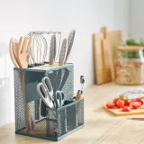 IKEA VIMPELFISK (ИКЕА ВИМПЕЛФИСК) — Блок для ножей, бамбук/серо-бирюзовый — фото 2