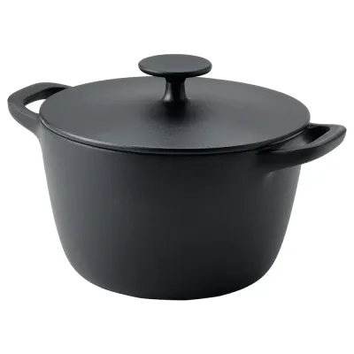 IKEA VARDAGEN (ИКЕА ВАРДАГЕН) — Кастрюля с крышкой, эмалированный чугун Матовый/черный, 3 л