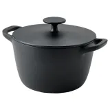 IKEA VARDAGEN (ИКЕА ВАРДАГЕН) — Кастрюля с крышкой, эмалированный чугун Матовый/черный, 3 л — фото 1