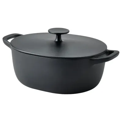 IKEA VARDAGEN (ИКЕА ВАРДАГЕН) — Кастрюля с крышкой, эмалированный чугун Матовый/черный, 5 л