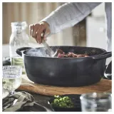 IKEA VARDAGEN (ИКЕА ВАРДАГЕН) — Кастрюля с крышкой, эмалированный чугун Матовый/черный, 6,5 л — фото 6