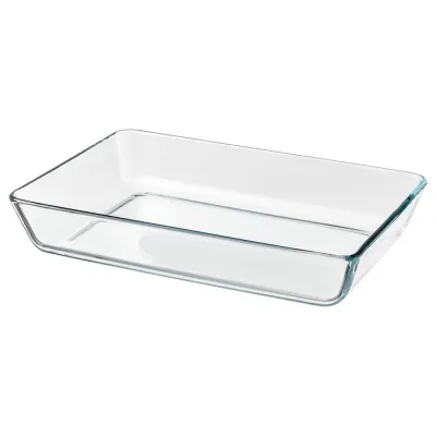 IKEA MIXTUR (ИКЕА МИКСТУР) — Жаропрочное блюдо, прозрачное стекло, 35x25 см