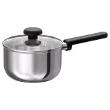 IKEA MIDDAGSMAT (ИКЕА МИДДАГСМАТ) — Кастрюля с крышкой, прозрачное стекло/нержавеющая сталь, 2 л — фото 1