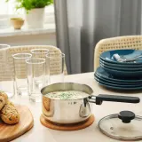 IKEA MIDDAGSMAT (ИКЕА МИДДАГСМАТ) — Кастрюля с крышкой, прозрачное стекло/нержавеющая сталь, 2 л — фото 2