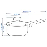 IKEA MIDDAGSMAT (ИКЕА МИДДАГСМАТ) — Кастрюля с крышкой, антипригарное покрытие прозрачное стекло/нержавеющая сталь, 1 л — фото 6