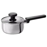 IKEA MIDDAGSMAT (ИКЕА МИДДАГСМАТ) — Кастрюля с крышкой, антипригарное покрытие прозрачное стекло/нержавеющая сталь, 1 л — фото 1