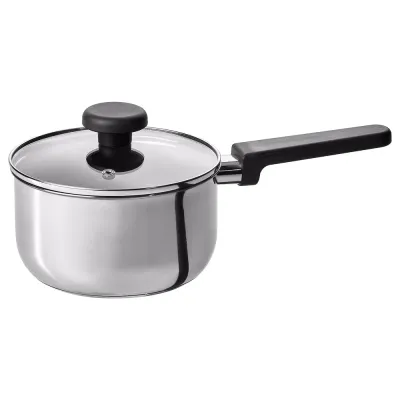 IKEA MIDDAGSMAT (ИКЕА МИДДАГСМАТ) — Кастрюля с крышкой, антипригарное покрытие прозрачное стекло/нержавеющая сталь, 2 л