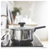 IKEA MIDDAGSMAT (ИКЕА МИДДАГСМАТ) — Кастрюля с крышкой, антипригарное покрытие прозрачное стекло/нержавеющая сталь, 2 л — фото 5