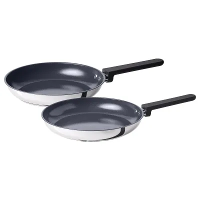 IKEA MIDDAGSMAT (ИКЕА МИДДАГСМАТ) — Сковороды, 2 штуки, антипригарное покрытие/нержавеющая сталь